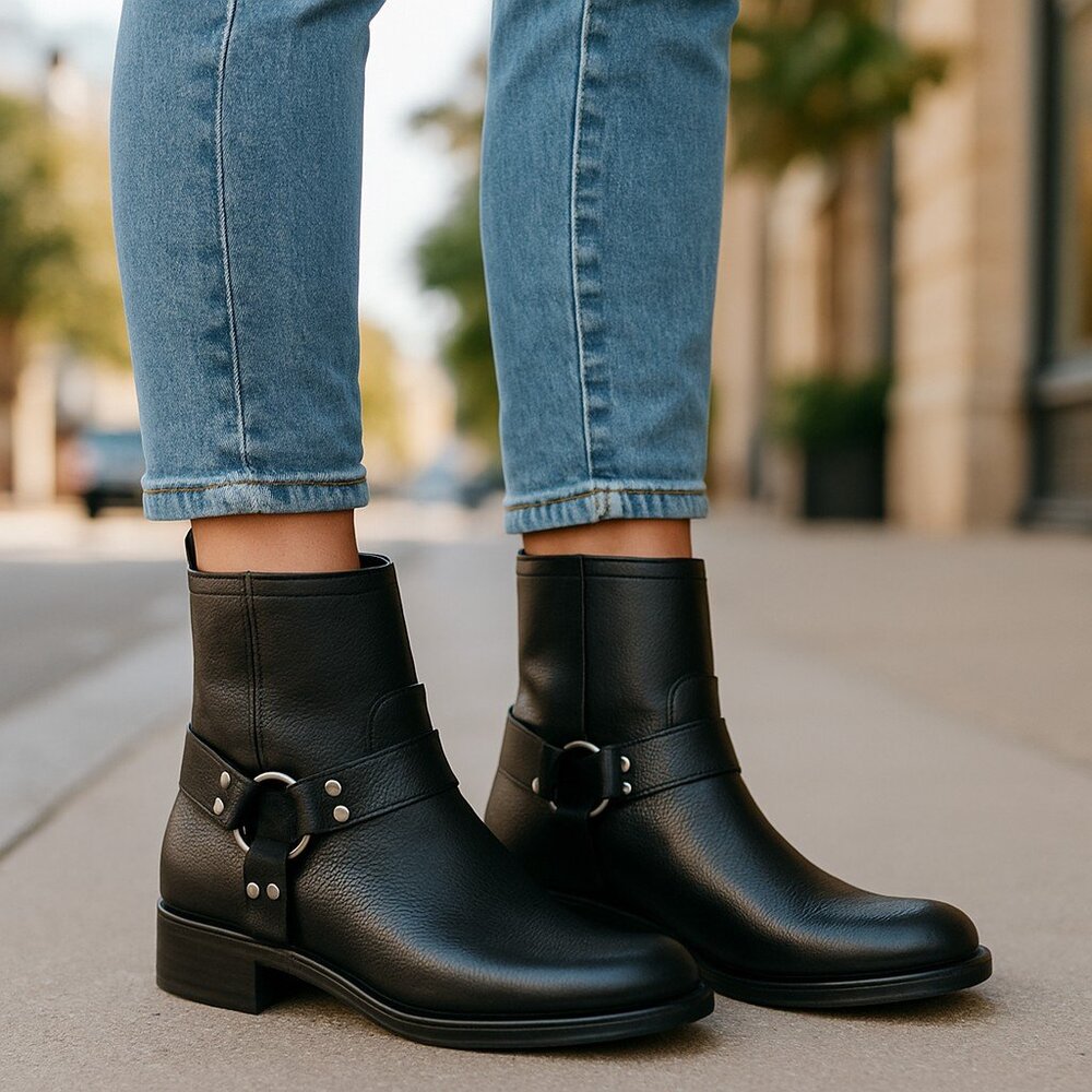 Frye Portia Harness Short Leather Boots - 6.5 - Picture 2 of 16